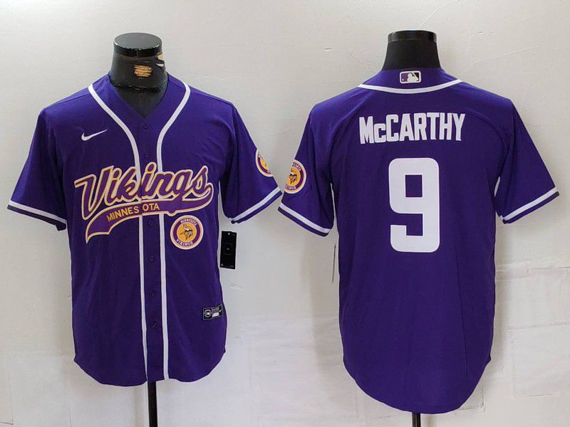 Men Minnesota Vikings 9 Mccarthy Purple Joint Name 2024 Nike Limited NFL Jersey style 2